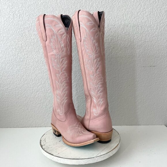 Lane SANDAGA Knee High Womens Cowboy Boots Blush Pink Cowgirl